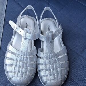 Mini Melissa Kids Glittery Silver Sandals